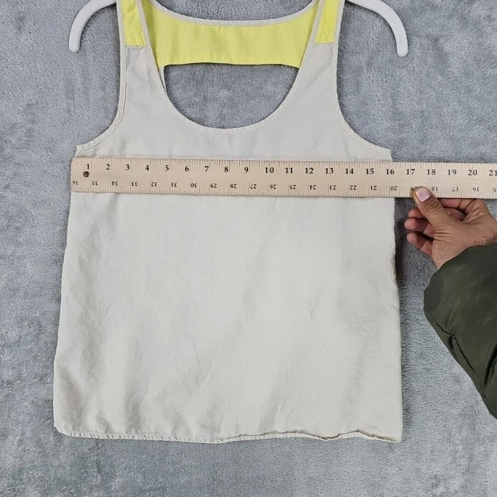 Patagonia Top Womens Size 4 Beige/Yellow Strap Combo Organic Cotton Lyocell Tank - Picture 4 of 6